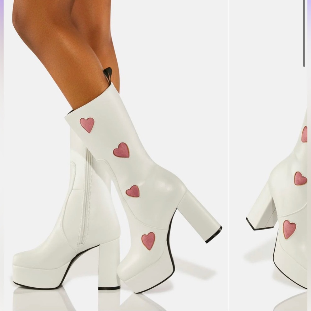 Dolls Kill White Believe That Platform Boots. never been worn. Size 9